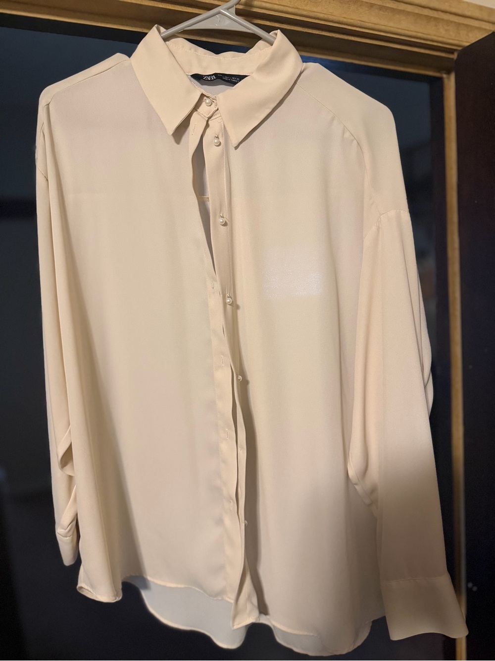 Zara Cream Button-Up Shirt